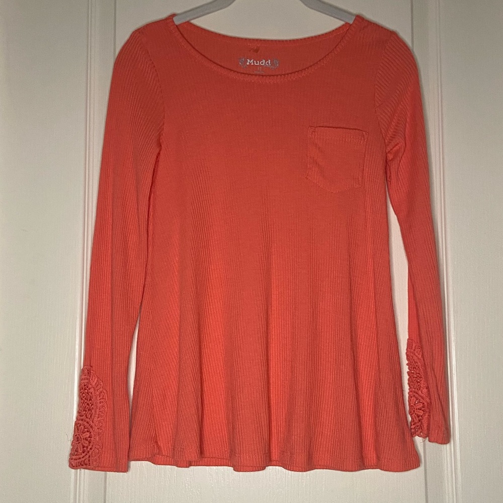 Girls Mudd Long Sleeve Shirt with Lace Accent | Size 12